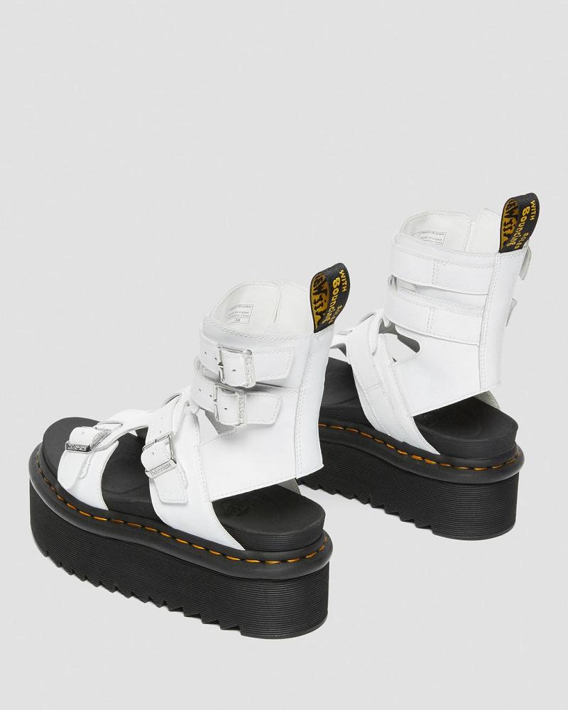 White Women's Dr Martens Giavanna Leather Platform Platform Sandals | CA 311FDN